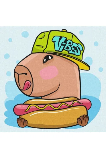 Malowanie po numerach - Kapibara i hot dog Kids