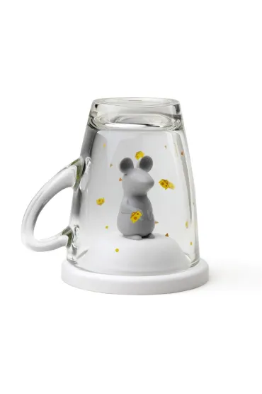 Kubek z pokrywką Myszka Biało/Szary 10430-WH-GY