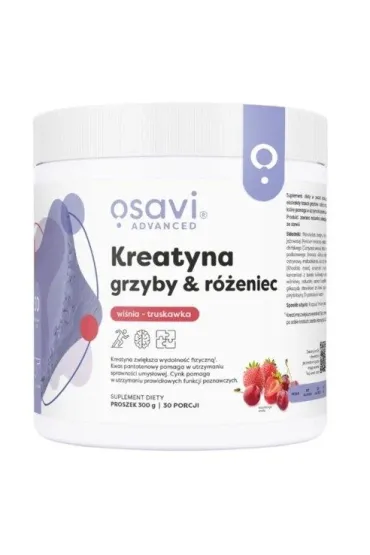 Kreatyna, grzyby & różeniec, smak wiśnia z truskawką Suplement diety