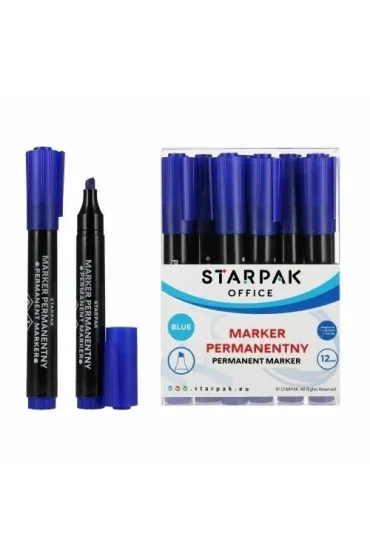 Marker permanentny ścięty niebieski (12 szt)
