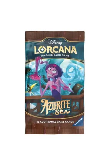 Disney Lorcana Azurite Sea, booster pack z 12 kartami, wersja angielska
