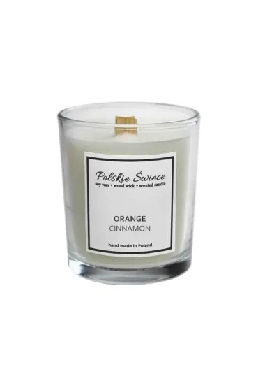 Świeca sojowa ORANGE CINNAMON z drewnianym knotem