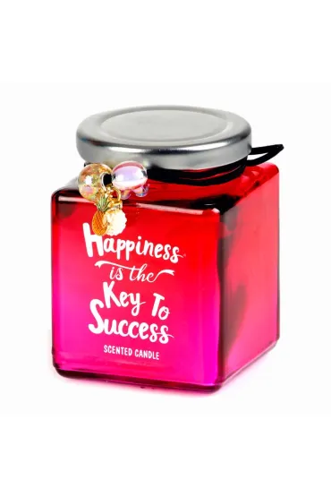 Świeca Zapachowa W Szklanym Słoiku Ombre Różowo-Czerwona Z Dekoracyjną Bransoletką