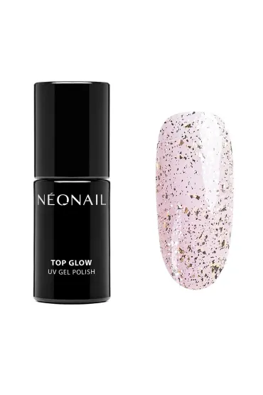 UV Gel Polish Top Glow lakier hybrydowy 8703 Gold Flakes