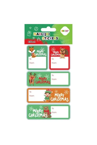 Naklejki Xmas animals tag 10x20cm HAPPY COLOR