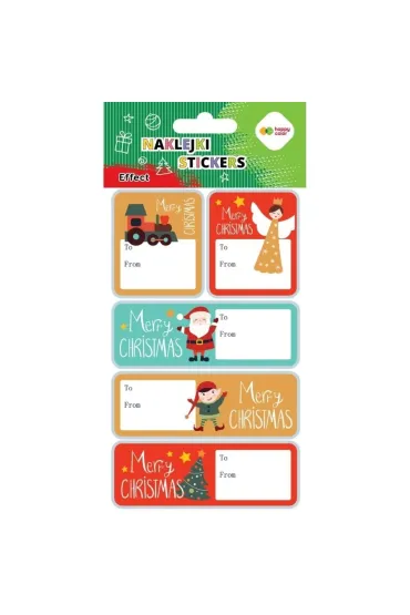 Naklejki Merry Xmas tag 10x20cm HAPPY COLOR