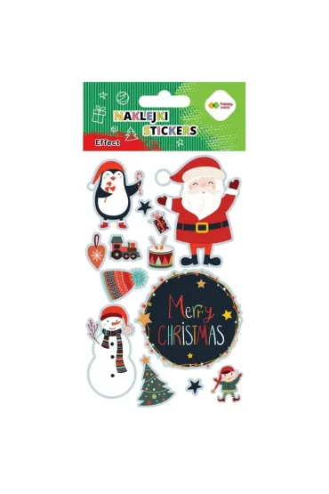 Naklejki Merry Xmas 10x20cm HAPPY COLOR