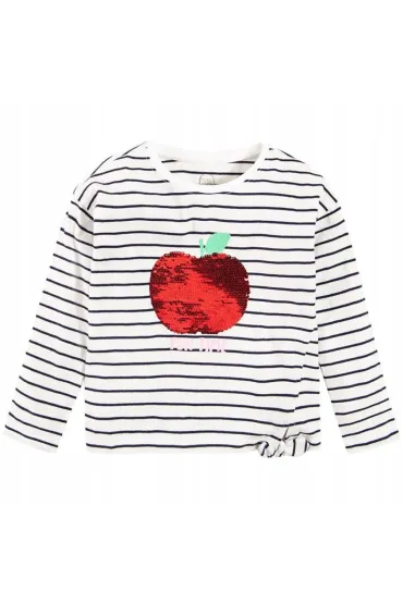 Bawełniana Bluzeczka Dziewczęca W Czarne Paseczki Z Wisienką Z Cekinów 92Cm Cool Club