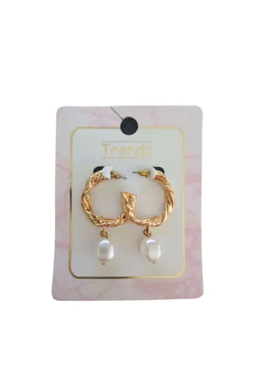 Kolczyki Kółka Z Wiszącą Perełką Wkrętki