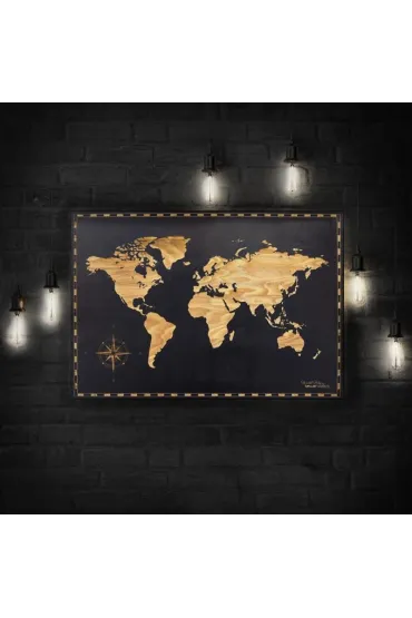 Obraz Drewniany Mapa Świata 120 X 60 Cm Smartwood - Stylowa Dekoracja