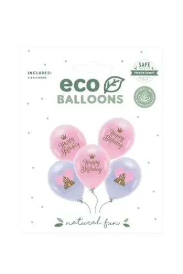 Balony Eco - 33cm - Happy Birthday - 5 szt.