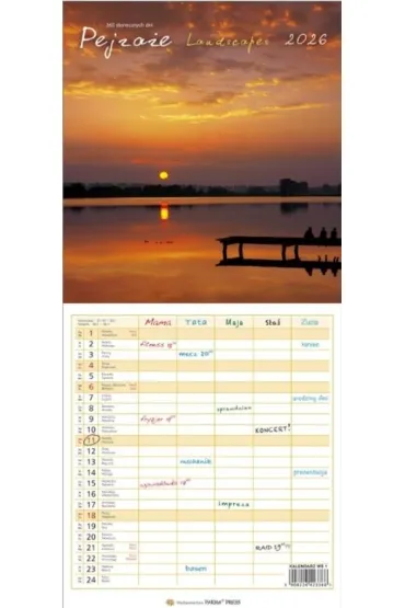 Kalendarz 2026 wieloplanszowy wąski - Pejzaże