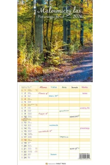 Kalendarz 2026 wieloplanszowy wąski - Malowniczy..