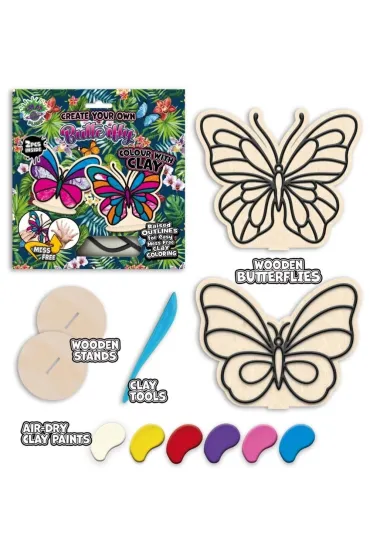 Zestaw do kolorowania plasteliną na drewnie Motyle