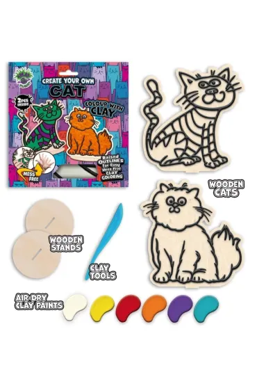 Zestaw do kolorowania plasteliną na drewnie Koty