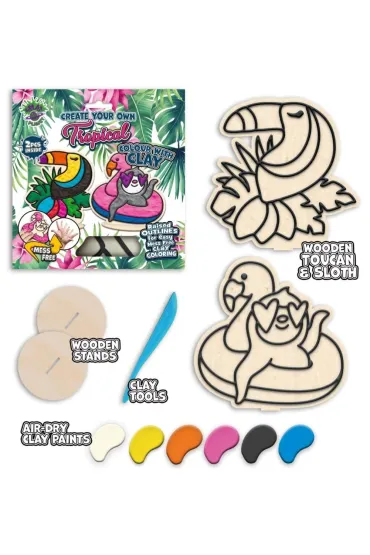 Zestaw do kolorowania plasteliną na drewnie Tropik