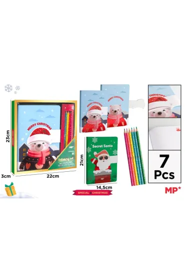 Notatnik A5/80K zapięcie magnes świąteczny MIX