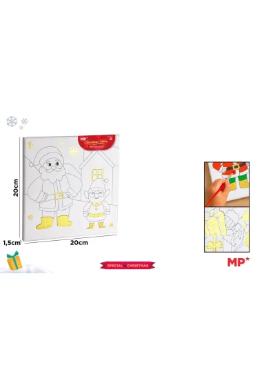 Płótno do malowania złocone - Mikołaj 20x20cm