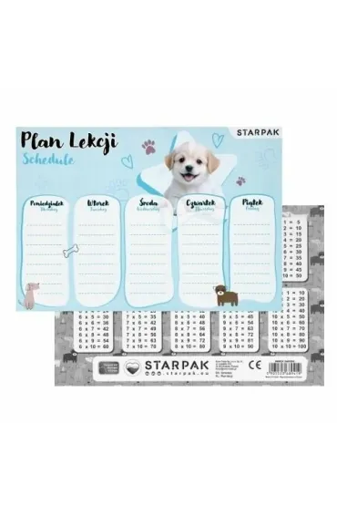 Plan lekcji z tabliczką mnożenia