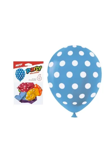 Balon dmuchany kropki 30cm 6 szt