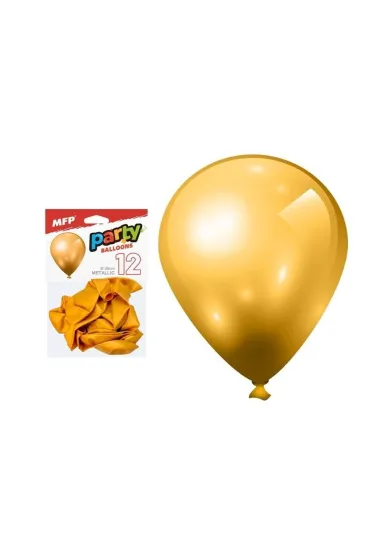 Balon dmuchany metal złoty 26cm 12 szt