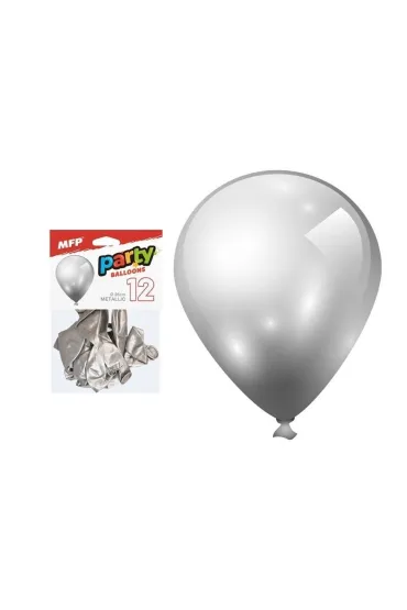 Balon dmuchany metal srebrny 26cm 12 szt