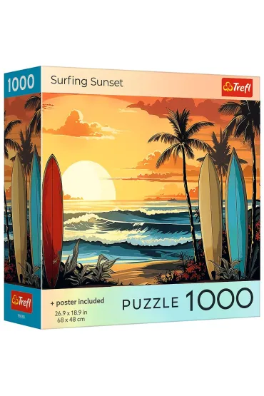 Puzzle 1000 USA Collection: Surfing Sunset TREFL