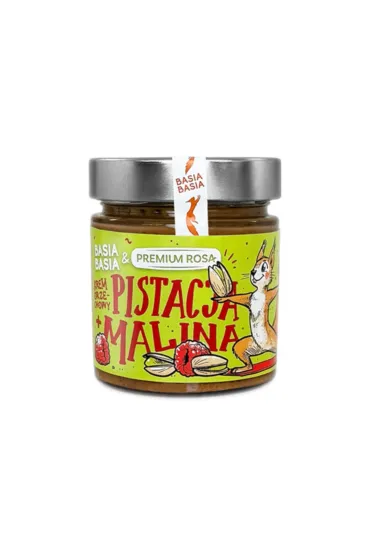 Premium Rosa Krem orzechowy na bazie nerkowców z pistacjami, liofilizowanymi malinami i daktylami w proszku