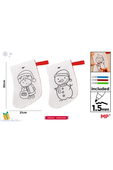 Skarpeta BN do malowania + flamastry Mikołaj