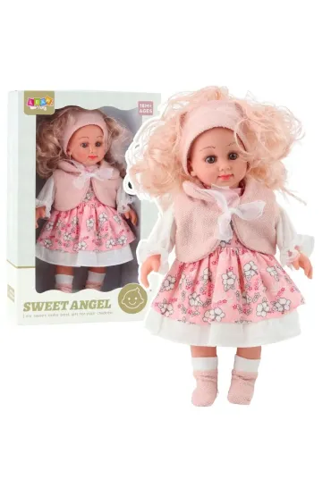 Lalka Sweet Angel w różowej sukience w kwiaty 36cm