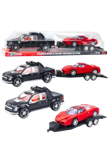 Terenówka z lawetą i wyścigówką