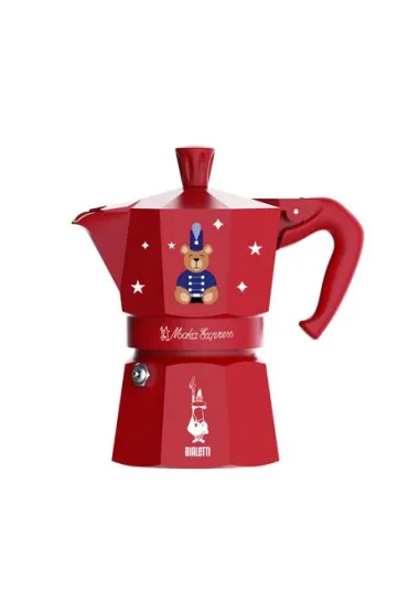 Kawiarka Moka Express Joyful Christmas 3tz czerwona
