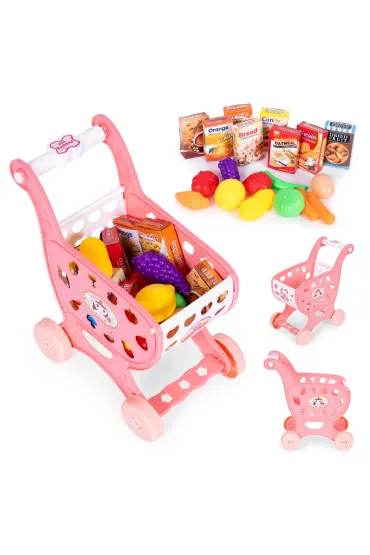 Wózeknazakupysklepowydosupermarketukuchni18akcesoriówróżowy