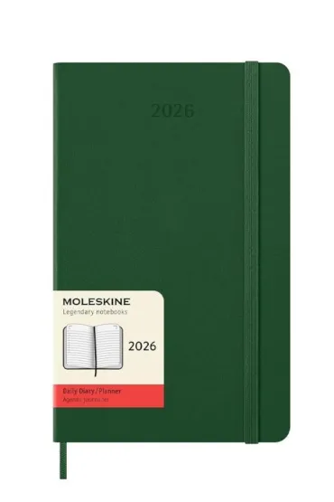 Kalendarz 2026 12M Moleskine L twarda oprawa dzienny Myrtle Green 13x21cm