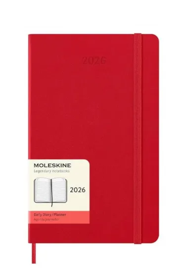 Kalendarz 2026 12M Moleskine L twarda oprawa dzienny Scarlet Red 13x21cm