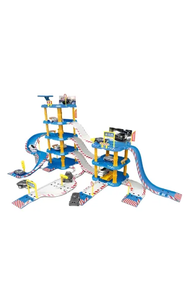 Duży garaż samochodowy komenda policji 4 poziomy stacja benzynowa