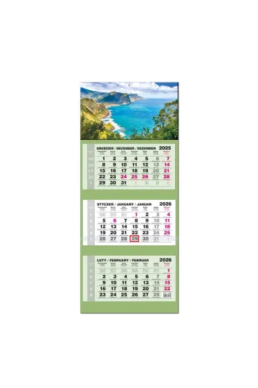 Kalendarz 2026 trójdzielny LUX gł. wypukła Madera