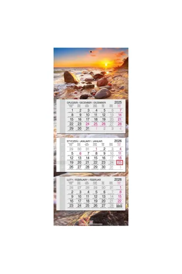 Kalendarz 2026 trójdzielny główka płaska Bałtyk