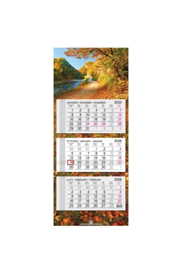 Kalendarz 2026 trójdzielny główka płaska Jesień