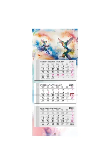Kalendarz 2026 trójdzielny główka płaska Koliber