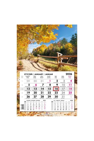 Kalendarz 2026 jednodzielny płaski Krajobrazy