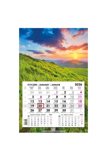 Kalendarz 2026 jednodzielny gł. płaska Bieszczady