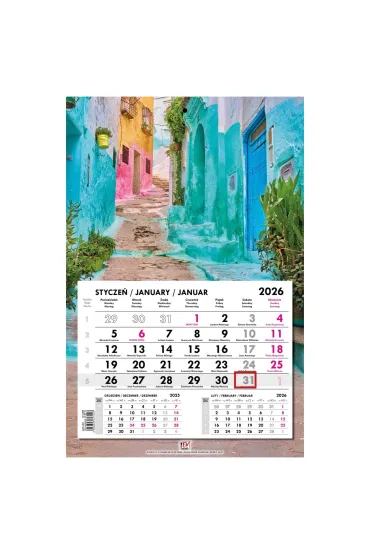 Kalendarz 2026 jednodzielny główka płaska Maroko