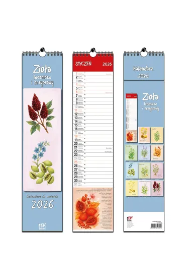 Kalendarz 2026 paskowy 13 planszowy Zioła