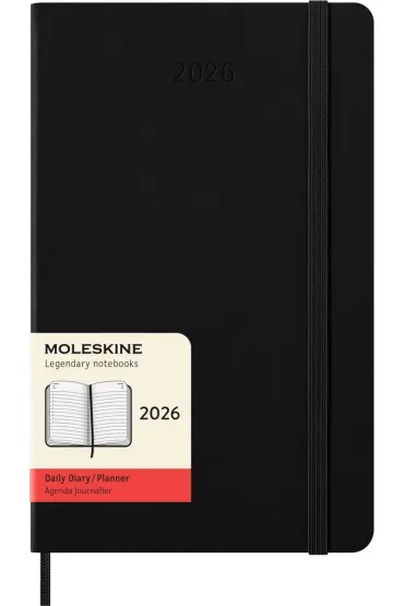 Kalendarz 2026 12M Moleskine L dzienny twarda oprawa czarny 13x21cm
