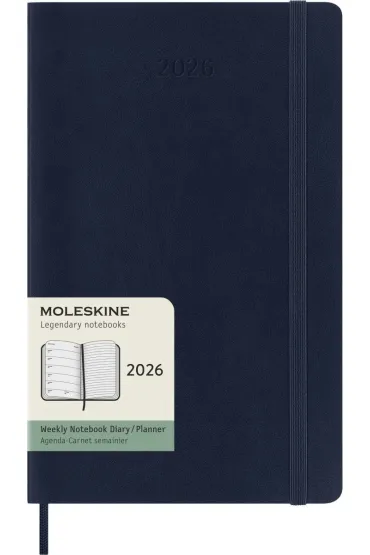 Kalendarz 2026 12M Moleskine L tygodniowy miękka oprawa Sapphire blue13x21cm