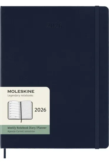 Kalendarz 2026 12M Moleskine XL tygodniowy twarda oprawa Sapphire blue 19x25cm