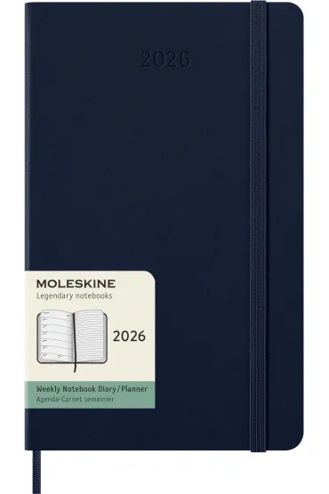 Kalendarz 2026 12M Moleskine L tygodniowy twarda oprawa Sapphire Blue 13x21cm