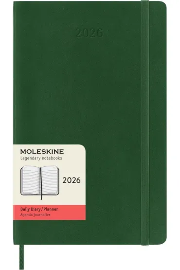 Kalendarz 2026 12M Moleskine L oprawa miękka dzienny Myrtle Green 13x21cm