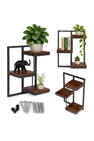 Kwietnik ścienny półka wisząca na kwiaty ozdoby 3 poziomy loft